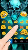 Neon Green 3d Skull Keyboard Theme 스크린샷 1