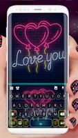 خلفية الكيبورد Neon Heart Ball الملصق