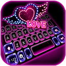 Tema Keyboard Neon Heart Light APK