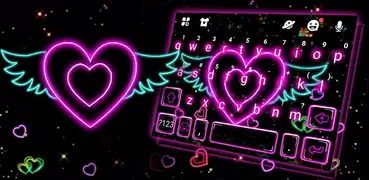 Tema Keyboard Neon Heart Wings