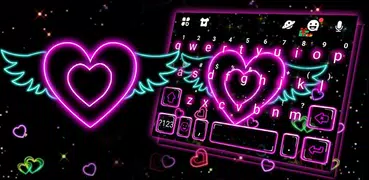 Neon Heart Wings Tema Tastiera