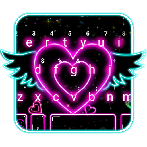 Neon Heart Wings Tema de tecla