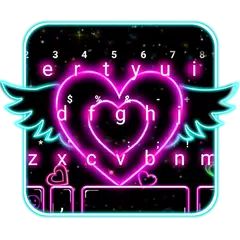 最新版、クールな Neon Heart Wings のテーマ アプリダウンロード