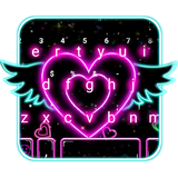 Tema Keyboard Neon Heart Wings ícone