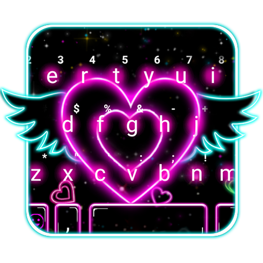 Neon Heart Wings Keyboard Them