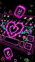 Tema Keyboard Neon Heart Wings imagem de tela 1