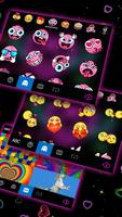 Tema Keyboard Neon Heart Wings imagem de tela 3