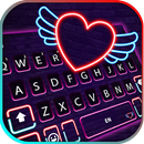 Fundo do Teclado Neon Heart Wi APK
