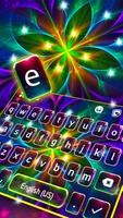 Tema Keyboard Neon Leaves imagem de tela 1