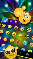 Tema Keyboard Neon Leaves imagem de tela 2