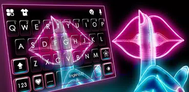 Neon Lips Keyboard Background
