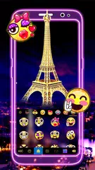 Neon Paris Night Tower 主題鍵盤 APK 下載