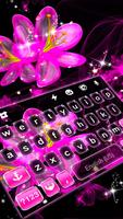 Teclado Neon Pink Flowers Cartaz