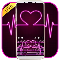 Neon Pink Heart Keyboard Theme APK download