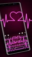 Tema Keyboard Neon Pink Heart Cartaz