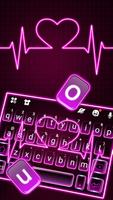 Tema Keyboard Neon Pink Heart imagem de tela 1
