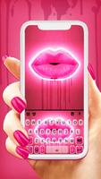 Fundo do Teclado Neon Pink Lips Cartaz