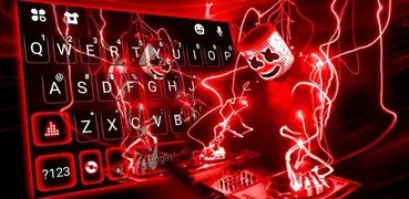 Neon Red Cool Dj Keyboard Them