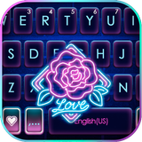 Neon Rose Love Zeichen