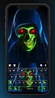 Neon Scary Skull Keyboard Back poster