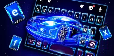 Tema Keyboard Neon Sports Car