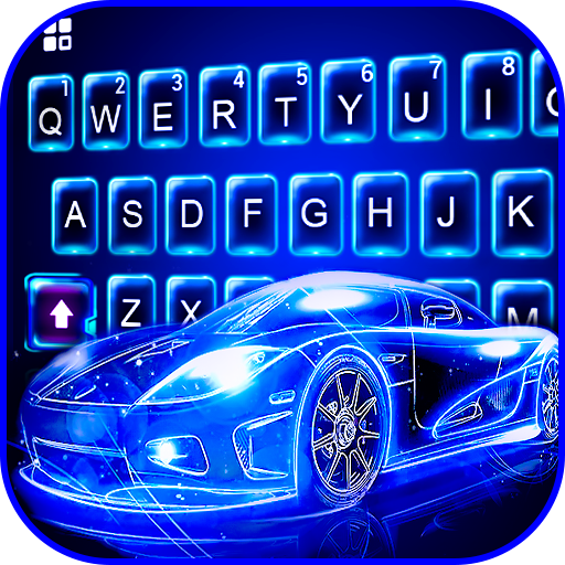 Tema Keyboard Neon Sports Car