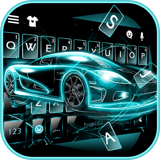 最新版、クールな Neon Tech Car のテーマキーボ