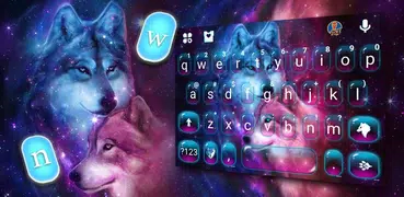 Neon Wolf Galaxy Keyboard Theme