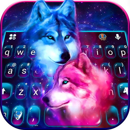 Tema Keyboard Neon Wolf Galaxy