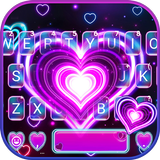 Neon 3d Heart Keyboard Theme icon
