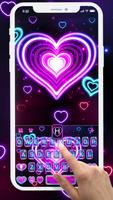 Thème de clavier Neon 3d Heart Affiche