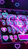 Thème de clavier Neon 3d Heart capture d'écran 1