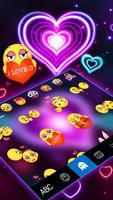 Neon 3d Heart Klavye Teması Ekran Görüntüsü 3