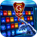 Neon 3d Iron Tech Keyboard Theme