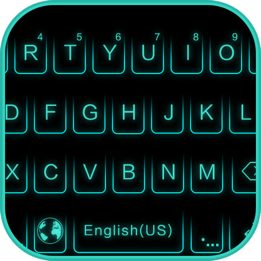 Neon Blue Keyboard Theme