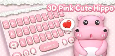 3D Pink Cute Hippo 主題鍵盤