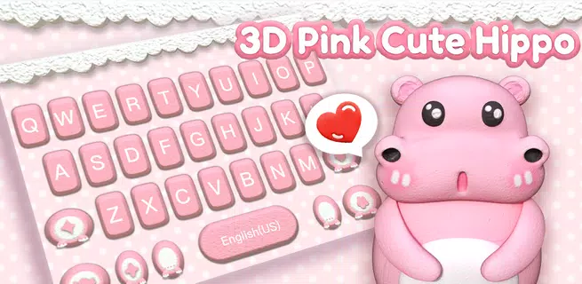 3D Pink Cute Hippo Theme