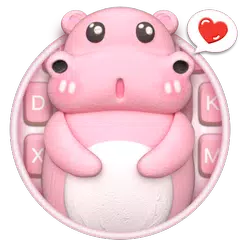 3D Pink Cute Hippo Theme Icon