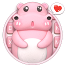 3D Pink Cute Hippo Teclado APK
