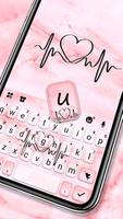 Tema Keyboard Pink Marble Hear imagem de tela 1