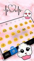 Tema Keyboard Pink Marble Hear imagem de tela 2