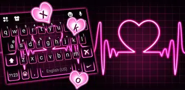 Pink Neon Heart 主題鍵盤