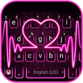 Pink Neon Heart Keyboard Theme