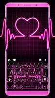 Pink Neon Heart Affiche