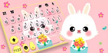 Pink Cute Bunny 2 Keyboard The