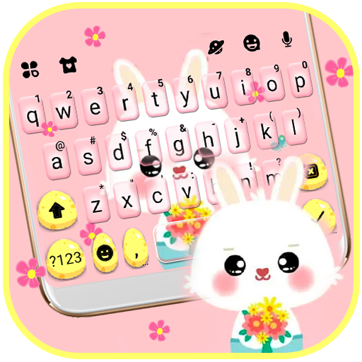 Tema Keyboard Pink Cute Bunny 