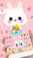 Tema Keyboard Pink Cute Bunny  poster