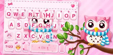 最新版、クールな Pink Cute Owl のテーマキーボ