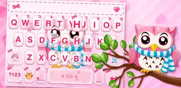 Pink Cute Owl Keyboard Theme