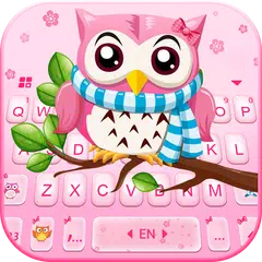 Pink Cute Owl Keyboard Theme APK download